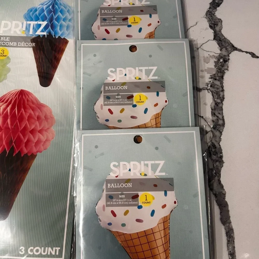 Spritz Ice Cream Cone Balloon Decor Set - Red, Blue, Green